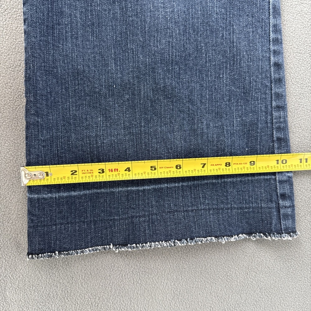 LOFT Flare Jeans Womens 10 Blue High Rise‎ Patch Pockets Denim Unpicked Raw Hem - Picture 11 of 14